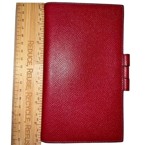 Hermes Red Epsom Leather Agenda Notebook Cover Red Blue - Picture 10 of 11